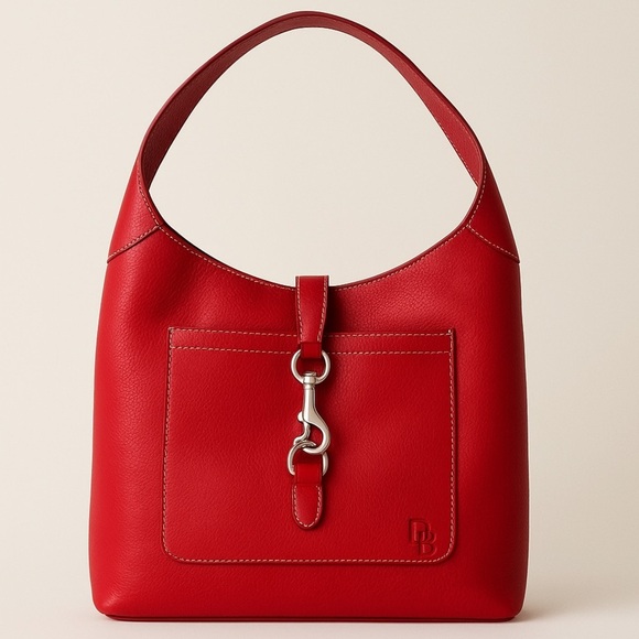 Dooney & Bourke Red Leather Hobo Bag with Sleek Design - Picture 1 of 15